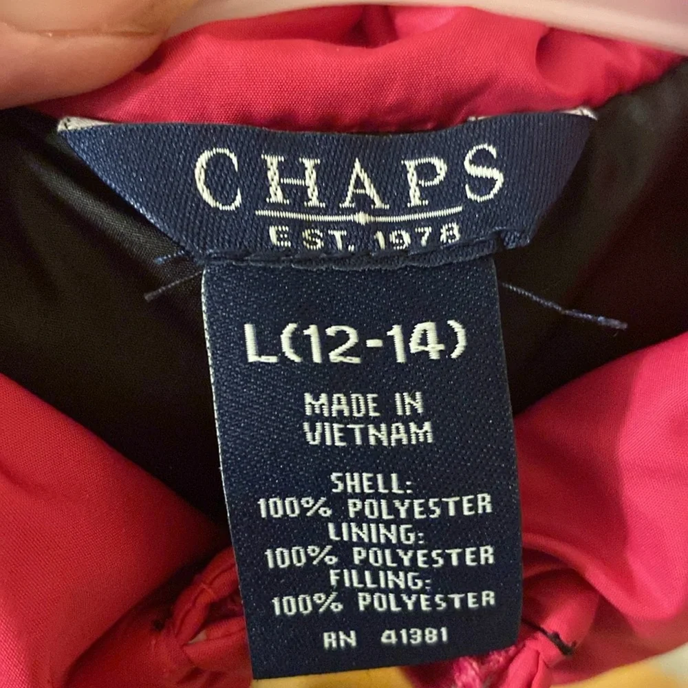 Chaps Ralph Lauren Girls Pink Vest Size L 12/14 2 Pocket Elastic Back Polyester